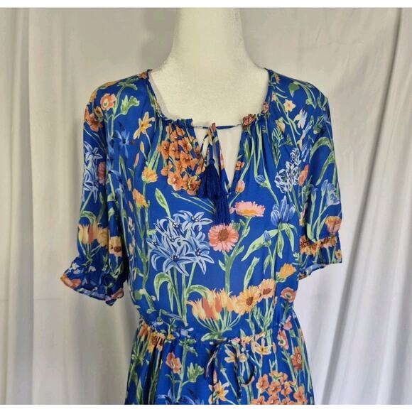 New J. Mclaughlin Floral Multicolor Silk Blend Midi Dress S - Picture 2 of 5
